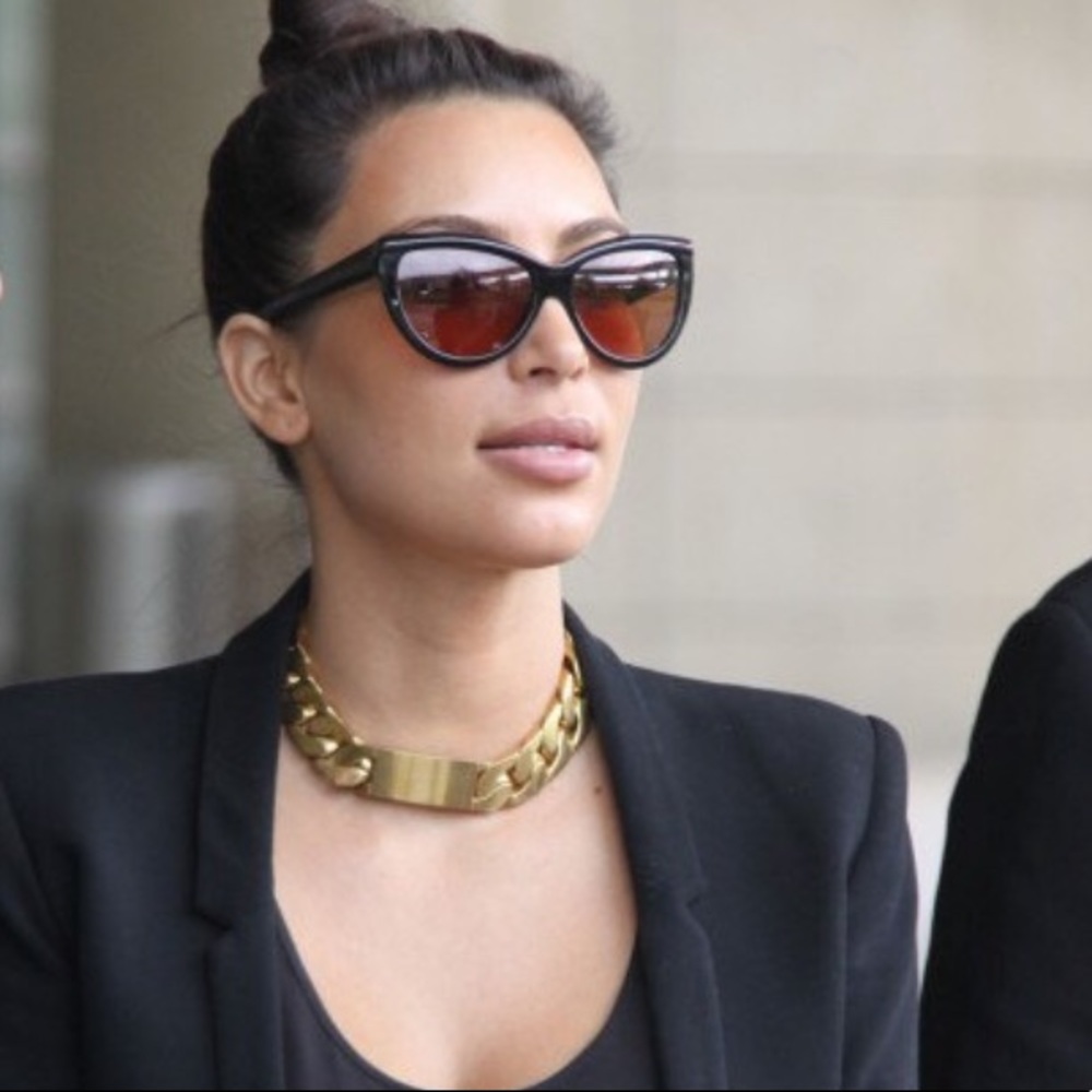 Gold chain tag necklace